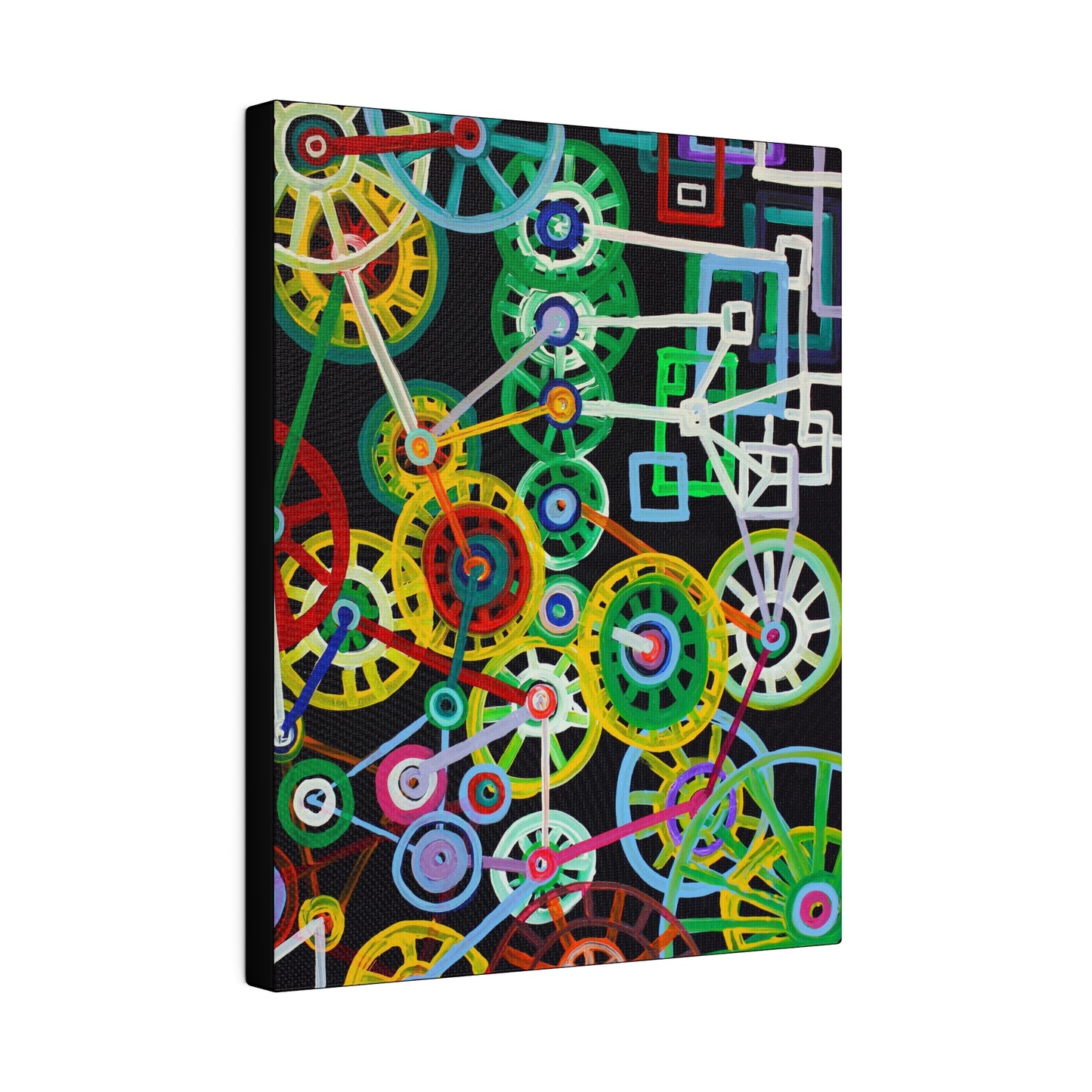 Robotic Wheels- Abstract Bright Painting on Canvas