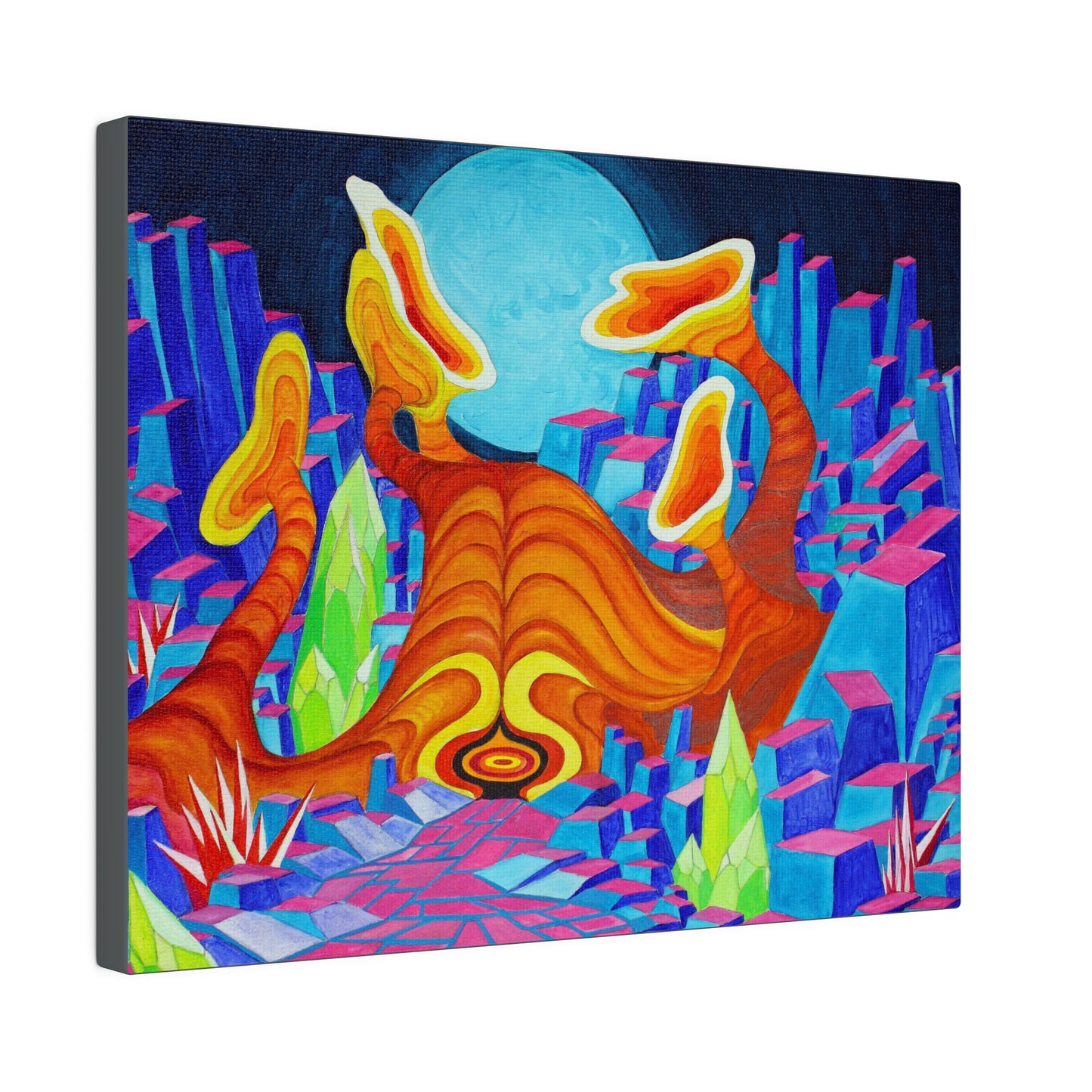 Mysterious Encounter with an Alien on A Bright Blue Planet on Canvas