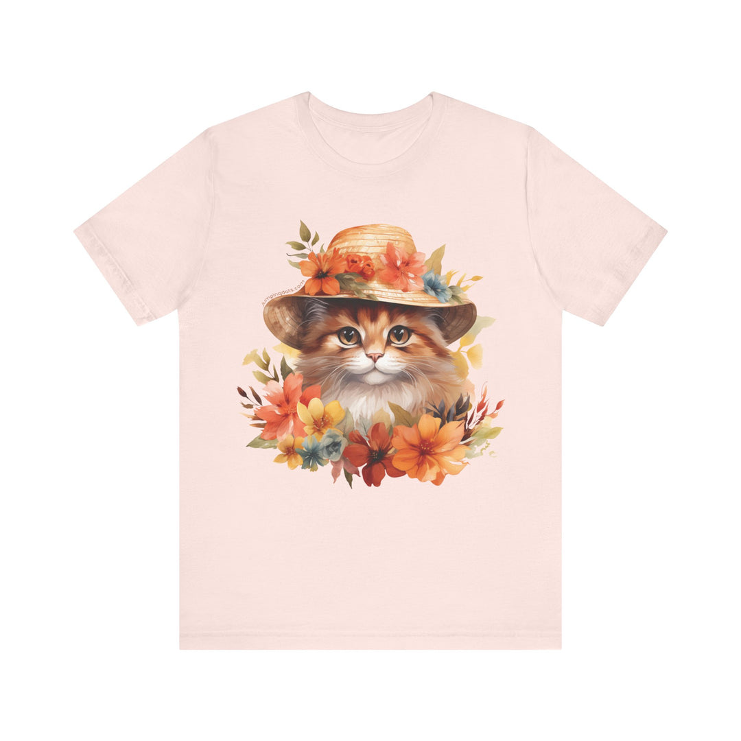 Floral Summer Cat T-Shirt - T-Shirt - JumpingDots