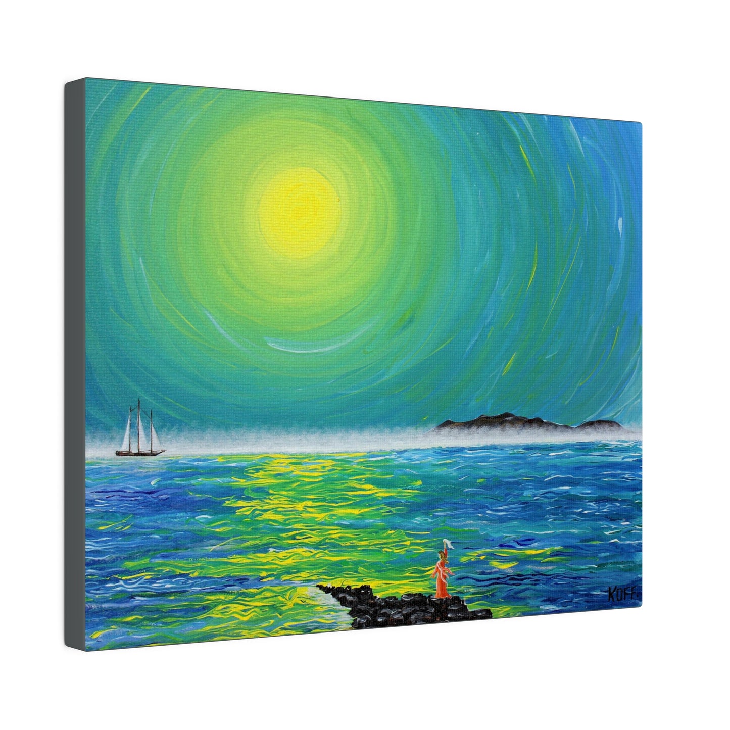 Misty Dawn Departure- Sea Mist Sunrise Wall Art on Large Canvas