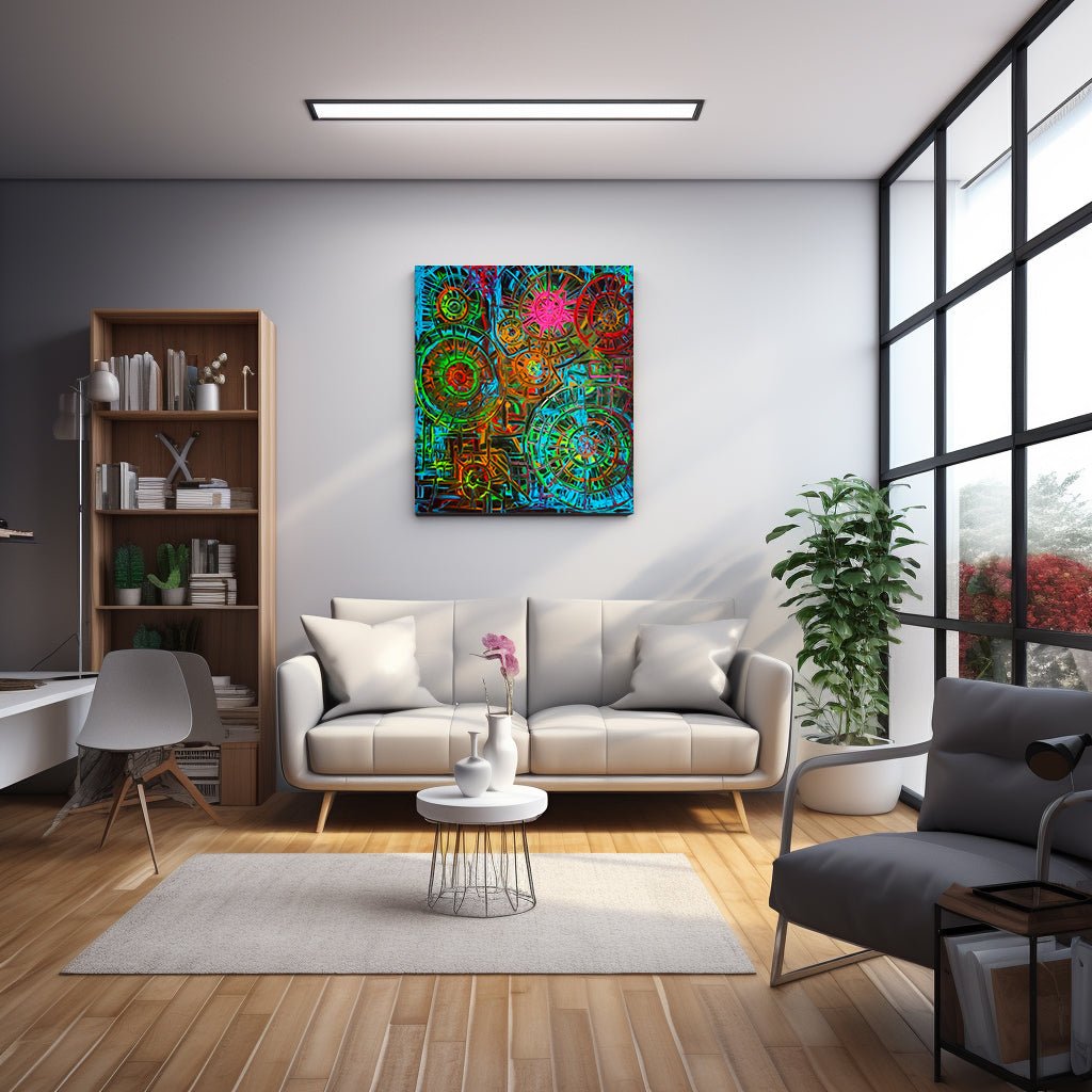 Lifecycles 4- An Abstract Robotic Journey on Canvas - Canvas - JumpingDots