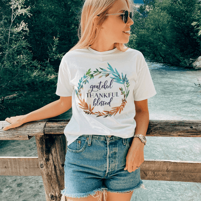 Grateful Thankful Blessed T-Shirt - T-Shirt - JumpingDots