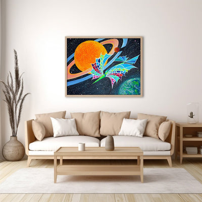 Cosmic Journey of a Solar Space Yacht Orbiting Orange Giant on Canvas - Canvas - JumpingDots