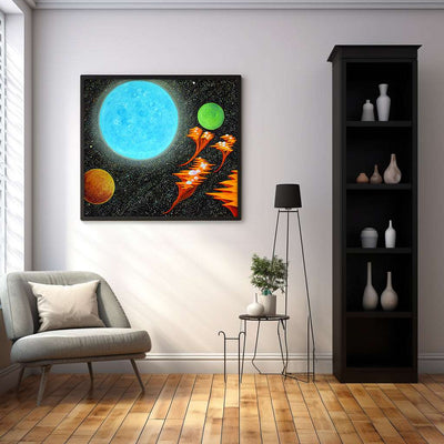 Celestial Continuum- The Journey Beyond - Floating Islands and Blue Planet Part II on Canvas - Canvas - JumpingDots