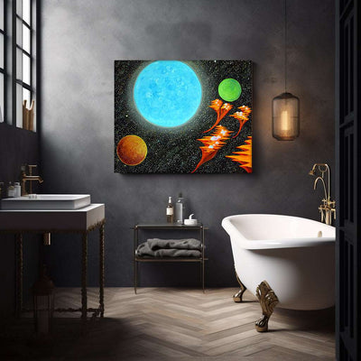Celestial Continuum- The Journey Beyond - Floating Islands and Blue Planet Part II on Canvas - Canvas - JumpingDots