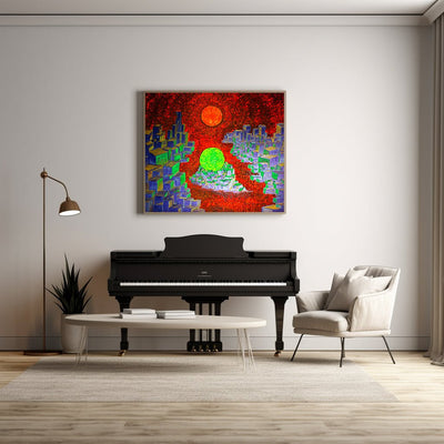 Cosmic Metropolis- Solar Space City on Canvas - Canvas - JumpingDots