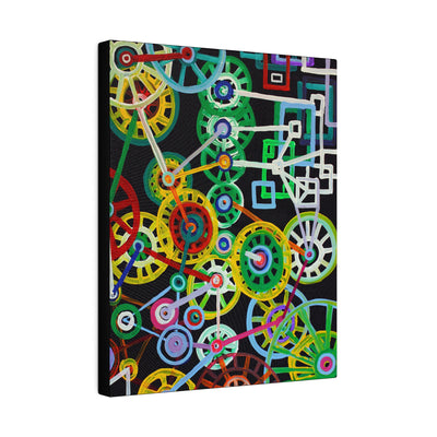 Robotic Wheels- Abstract Bright Painting on Canvas - Canvas - JumpingDots