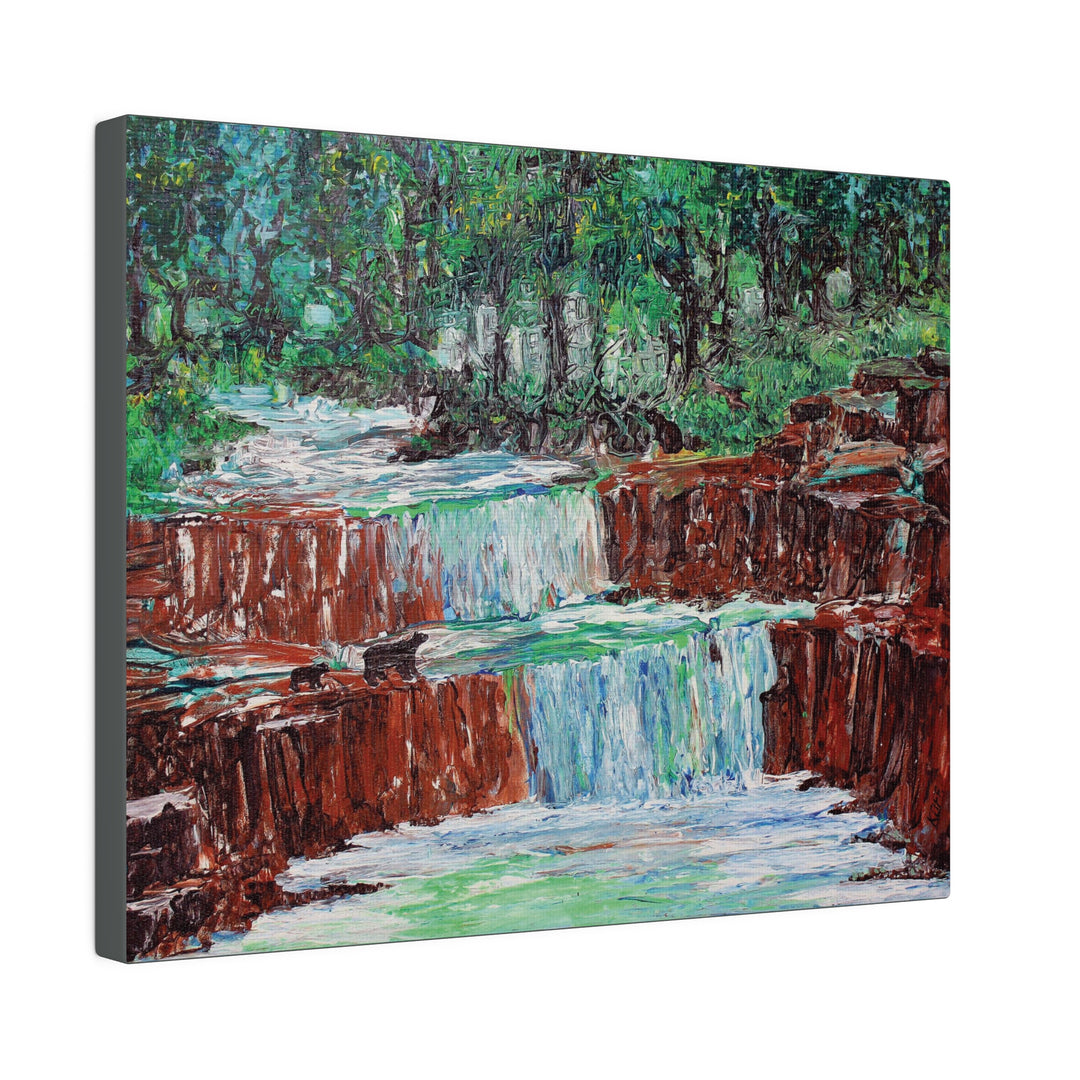 Spring Serenity- A Vibrant Nature at Bear Falls on Canvas - Canvas - JumpingDots