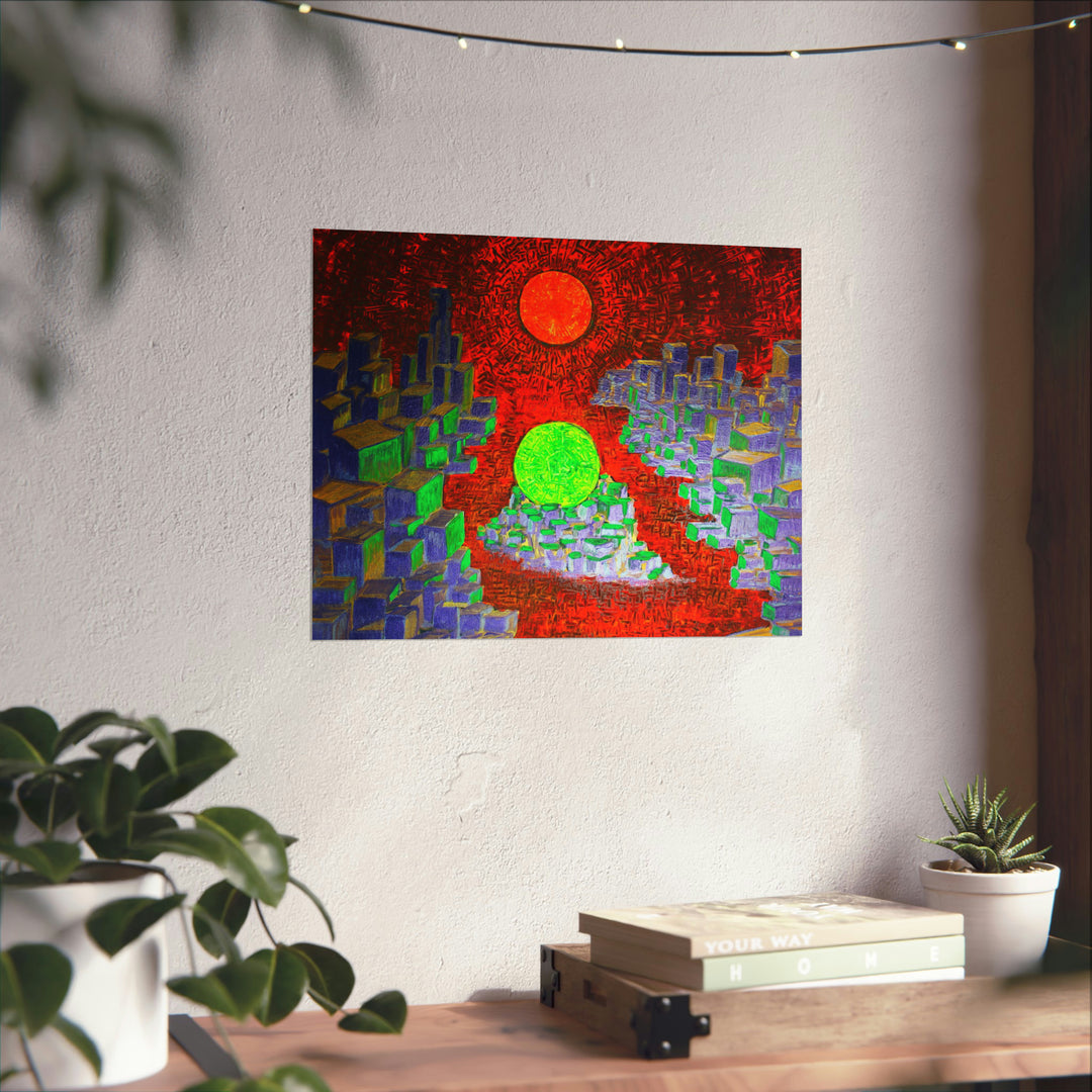 Cosmic Metropolis- Solar Space City on the Poster - Poster - JumpingDots