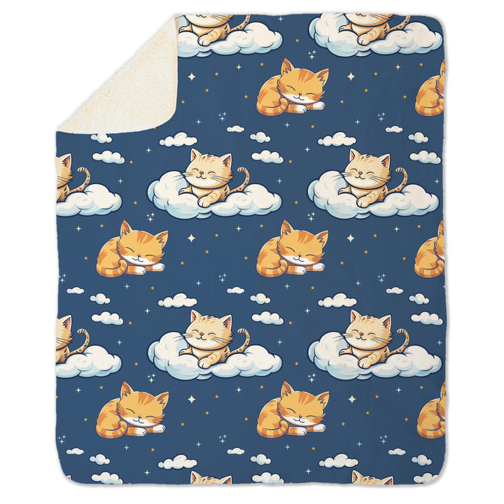 Sleeping Orange Tabby on Fleece Sherpa Blanket