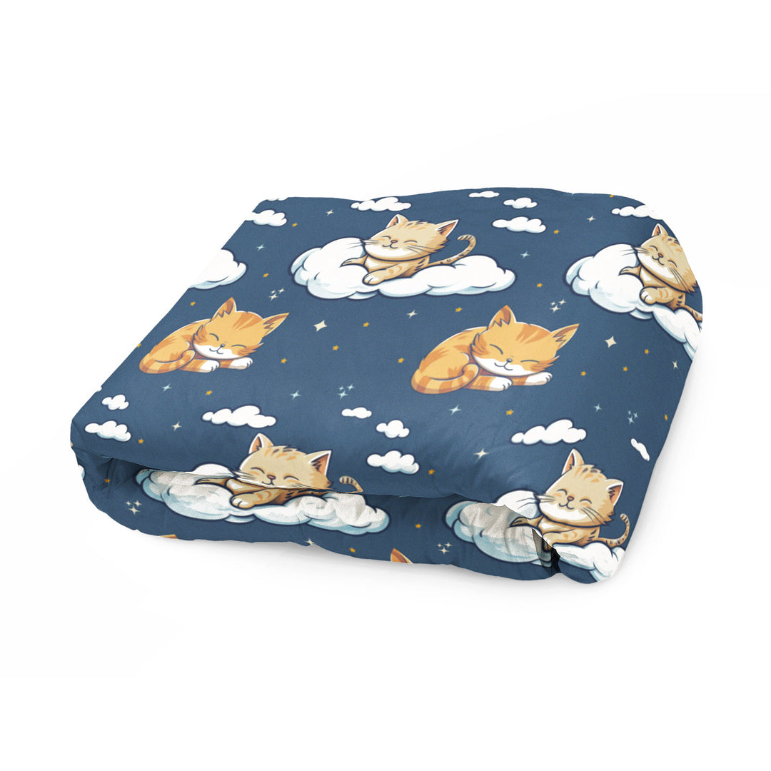 Sleeping Orange Tabby on Fleece Sherpa Blanket - Home Decor - JumpingDots