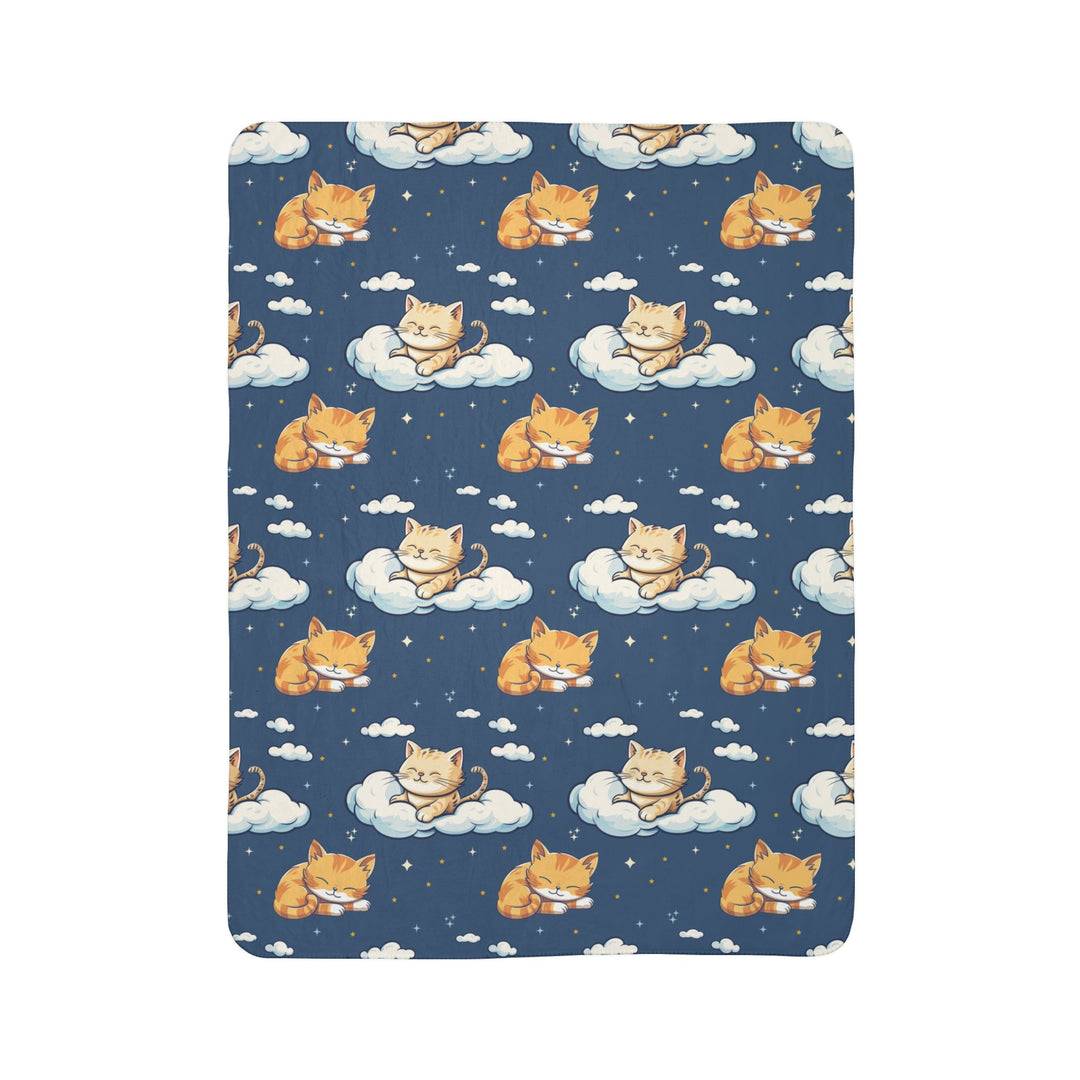 Sleeping Orange Tabby on Fleece Sherpa Blanket - Home Decor - JumpingDots