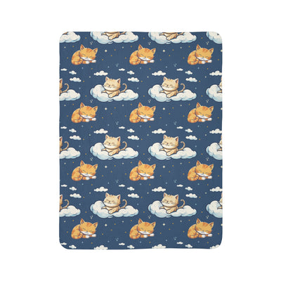 Sleeping Orange Tabby on Fleece Sherpa Blanket - Home Decor - JumpingDots