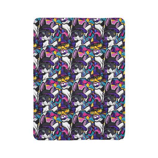 Graffiti Cat on Fleece Sherpa Blanket - Home Decor - JumpingDots