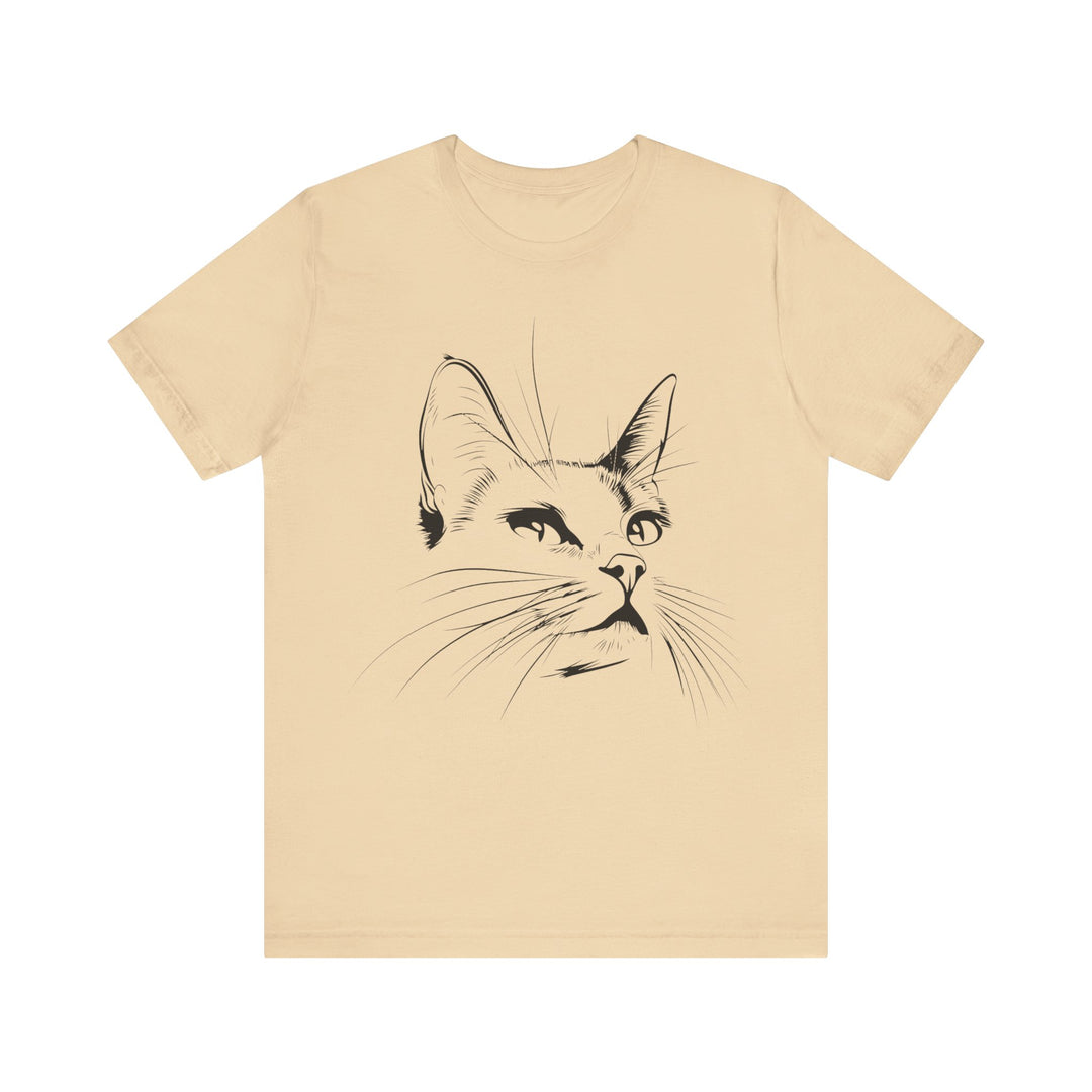 Minimalistic Cat Line Art T-Shirt - T-Shirt - JumpingDots