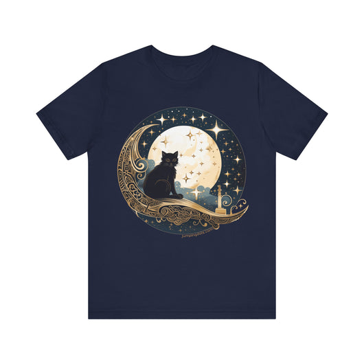 Moonlit Mystic Cat T-Shirt - T-Shirt - JumpingDots