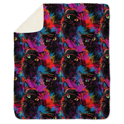 Urban Graffiti Cat on Fleece Sherpa Blanket - Home Decor - JumpingDots