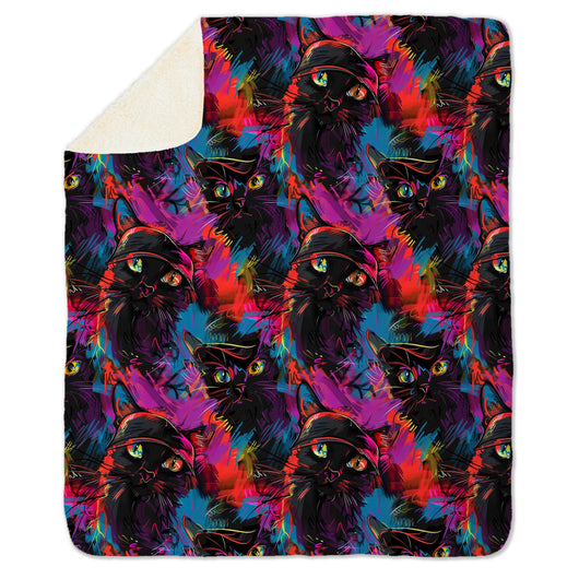 Urban Graffiti Cat on Fleece Sherpa Blanket - Home Decor - JumpingDots