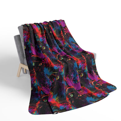 Urban Graffiti Cat on Fleece Sherpa Blanket - Home Decor - JumpingDots