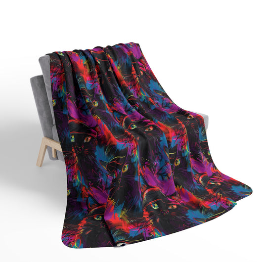 Urban Graffiti Cat on Fleece Sherpa Blanket - Home Decor - JumpingDots