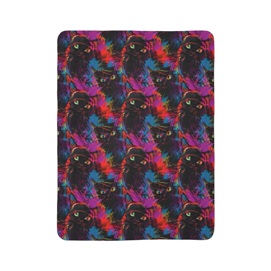 Urban Graffiti Cat on Fleece Sherpa Blanket - Home Decor - JumpingDots