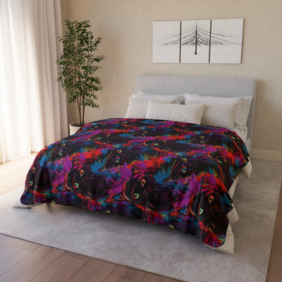 Urban Graffiti Cat on Fleece Sherpa Blanket - Home Decor - JumpingDots
