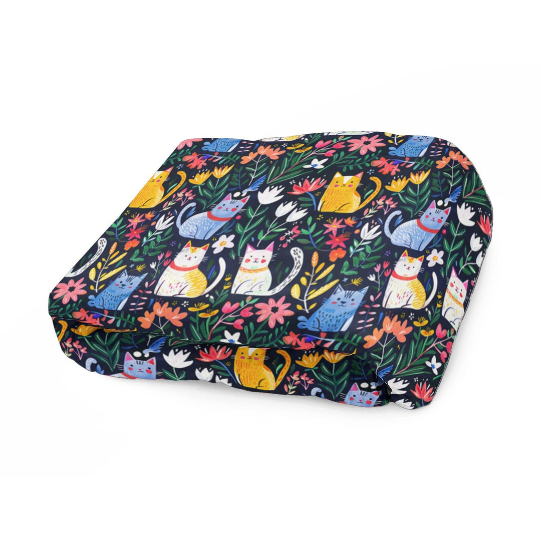 Floral Cat on Fleece Sherpa Blanket - Home Decor - JumpingDots