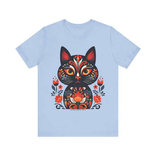 Vintage Khokhloma Cat T-Shirt - T-Shirt - JumpingDots