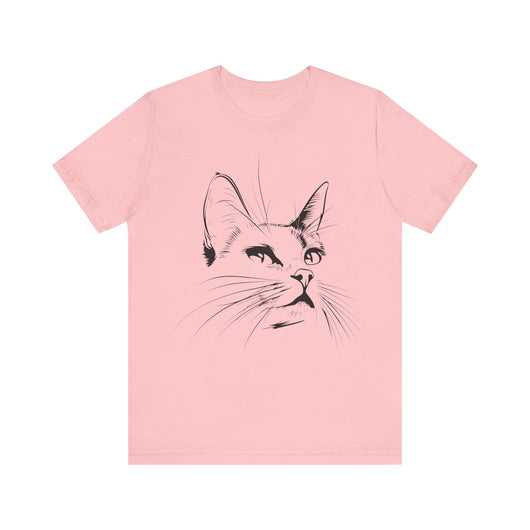 Minimalistic Cat Line Art T-Shirt - T-Shirt - JumpingDots