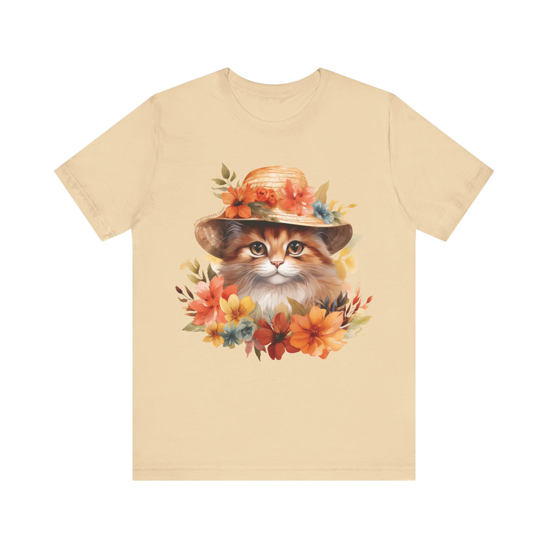 Floral Summer Cat T-Shirt - T-Shirt - JumpingDots