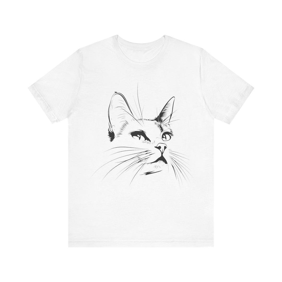 Minimalistic Cat Line Art T-Shirt - T-Shirt - JumpingDots