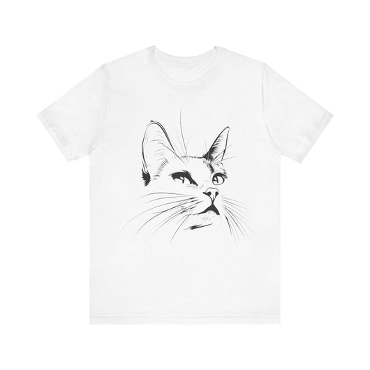 Minimalistic Cat Line Art T-Shirt - T-Shirt - JumpingDots