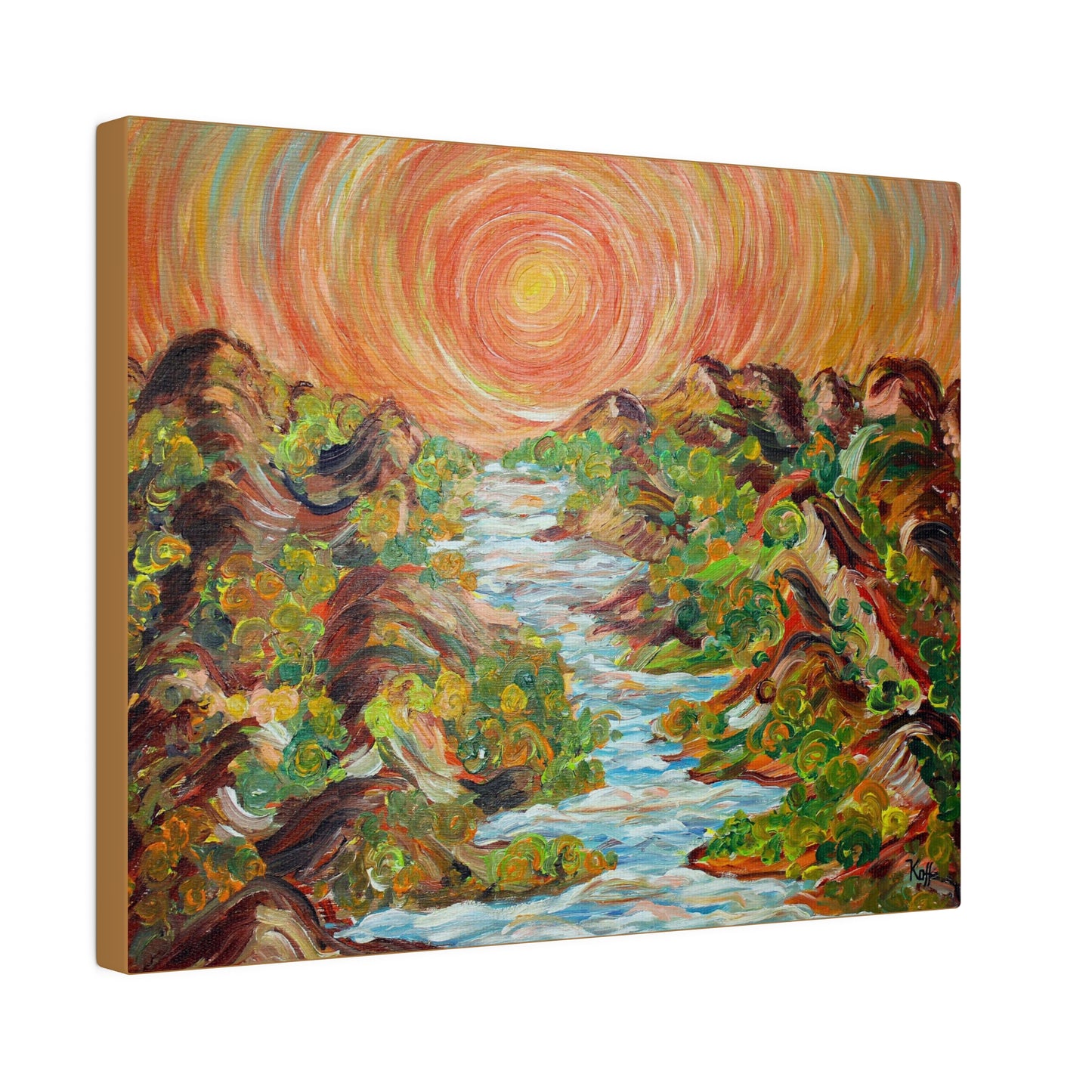 Golden Paradise- Rolling Hills under the Ethereal Sun on Canvas