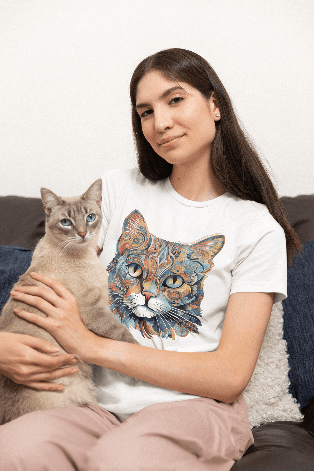 Cute Abstract Art Cat T-Shirt - T-Shirt - JumpingDots