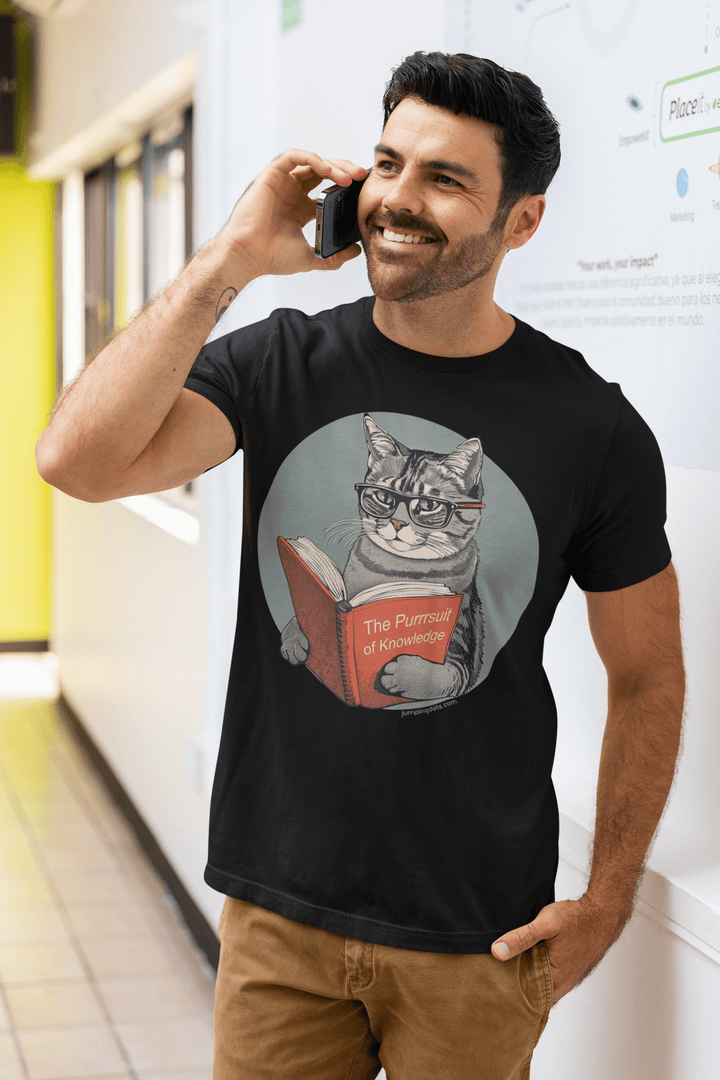 The Purrrsuit of Knowledge T-Shirt - T-Shirt - JumpingDots