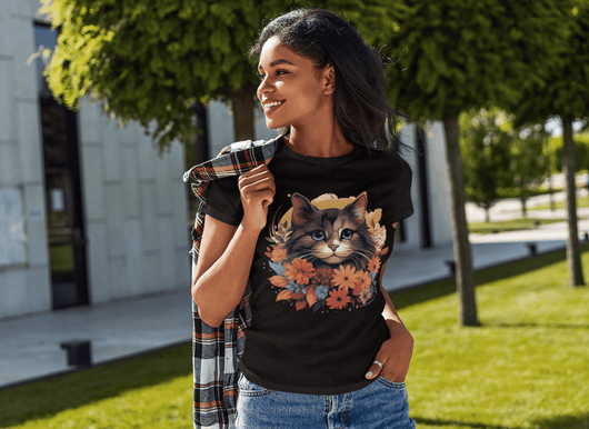 Summer Petals & Purr T-Shirt - T-Shirt - JumpingDots