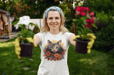 Summer Petals & Purr T-Shirt - T-Shirt - JumpingDots