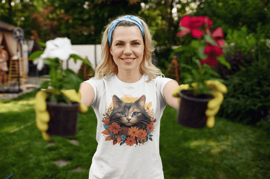 Summer Petals & Purr T-Shirt - T-Shirt - JumpingDots