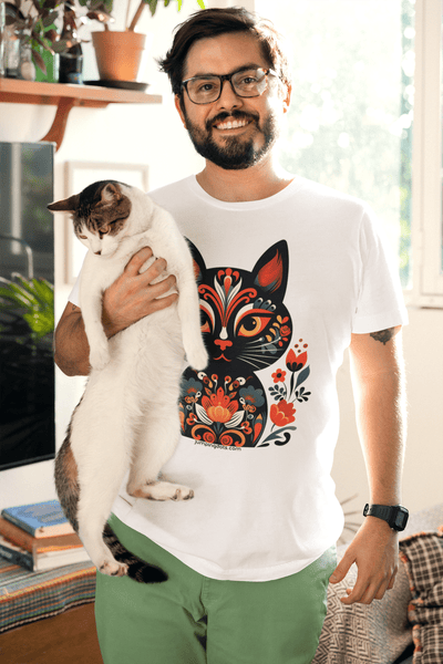 Vintage Khokhloma Cat T-Shirt - T-Shirt - JumpingDots