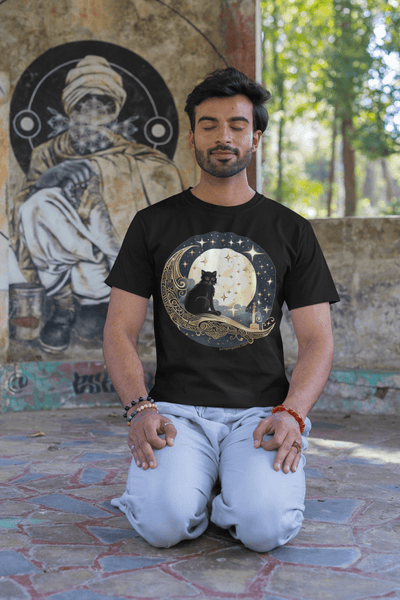 Moonlit Mystic Cat T-Shirt - T-Shirt - JumpingDots