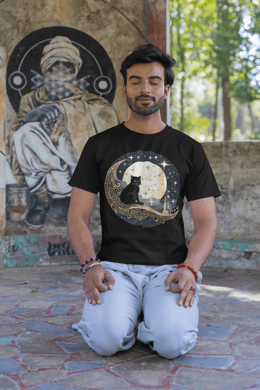 Moonlit Mystic Cat T-Shirt - T-Shirt - JumpingDots