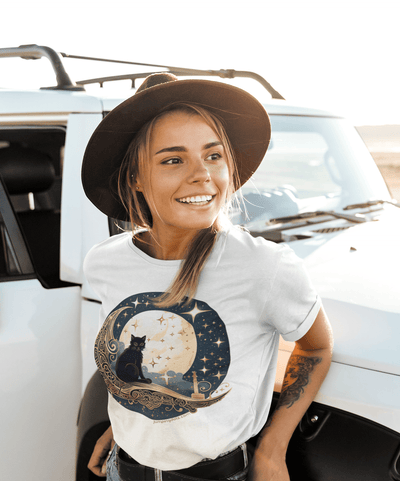 Moonlit Mystic Cat T-Shirt - T-Shirt - JumpingDots