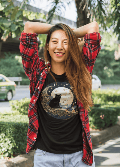 Moonlit Mystic Cat T-Shirt - T-Shirt - JumpingDots