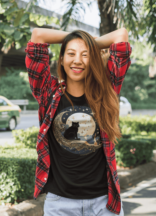 Moonlit Mystic Cat T-Shirt - T-Shirt - JumpingDots