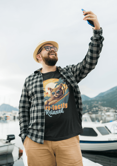 Purr-fectly Relaxed Cat T-Shirt - T-Shirt - JumpingDots