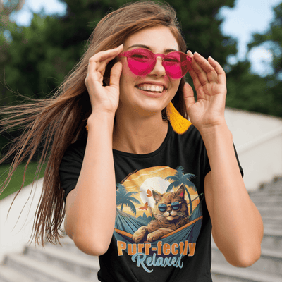Purr-fectly Relaxed Cat T-Shirt - T-Shirt - JumpingDots