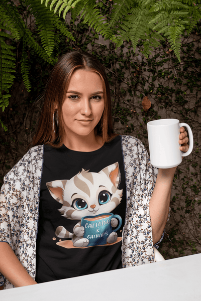 Caffeine & Catnaps Cat T-Shirt - T-Shirt - JumpingDots