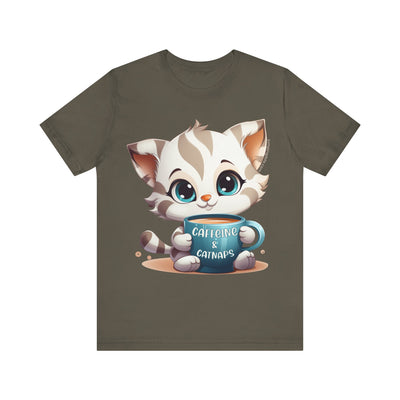 Caffeine & Catnaps Cat T-Shirt - T-Shirt - JumpingDots