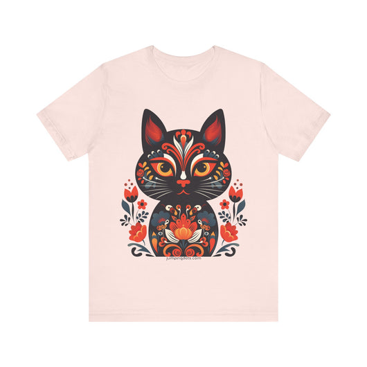 Vintage Khokhloma Cat T-Shirt - T-Shirt - JumpingDots
