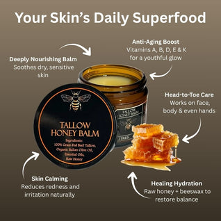 Organic Grass-Fed Beef Tallow Balm with Raw Honey